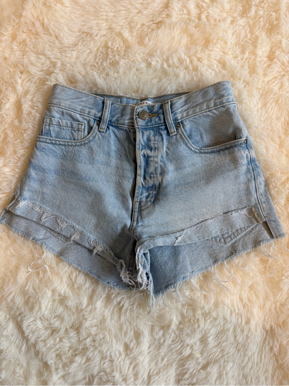 PacSun Light Wash High-Rise Distressed Denim Shorts
